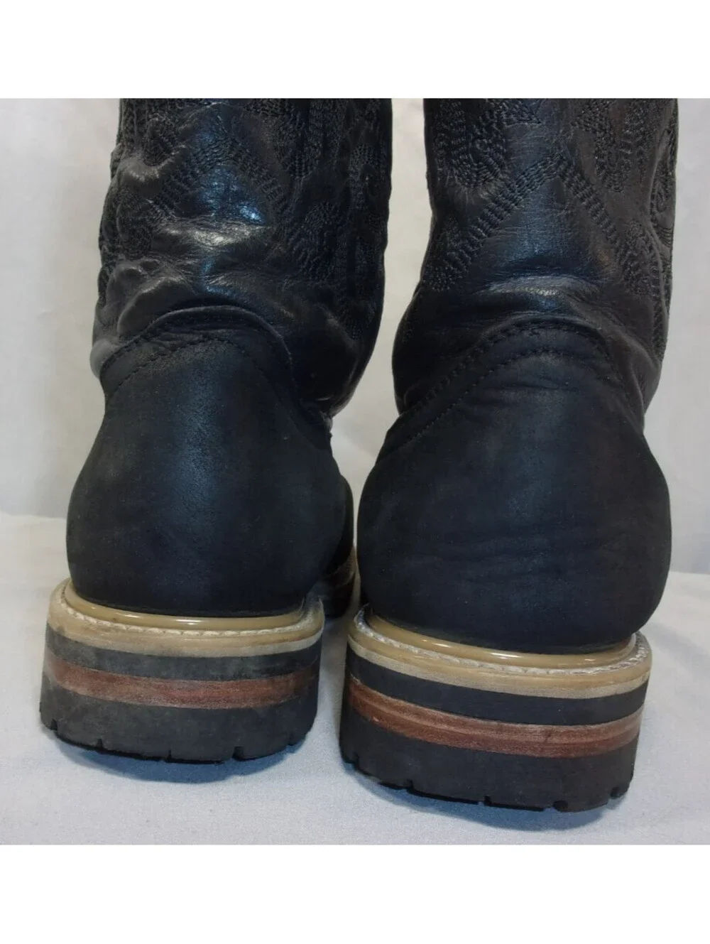 DESIGNER POTRERO WESTERN SQUARE TOE HEAVY SOLE MIDCALF COWBOY BROWN BOOTS SIZE 6